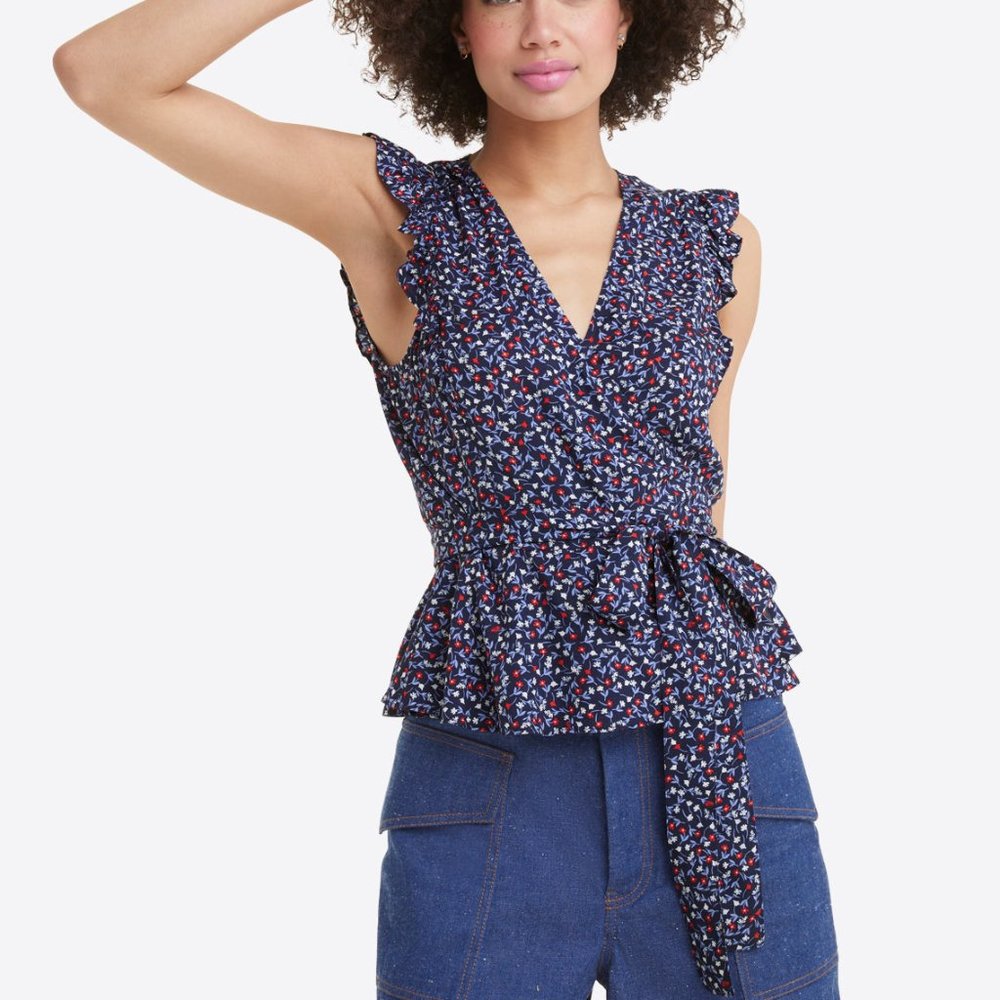 Reba Wrap Top in Wildflower Ditsy